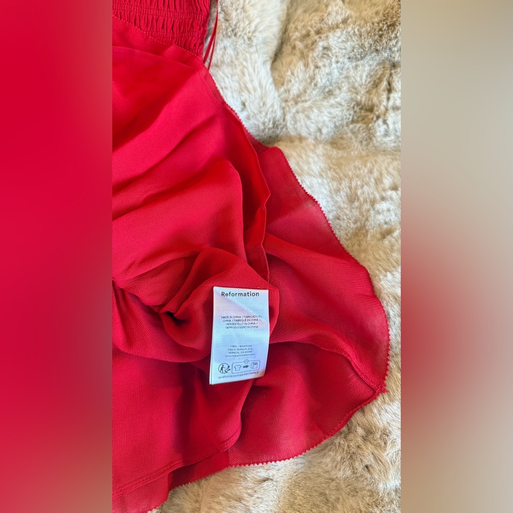 Reformation Janessa Red Ruched Mini Dress - Picture 13 of 15
